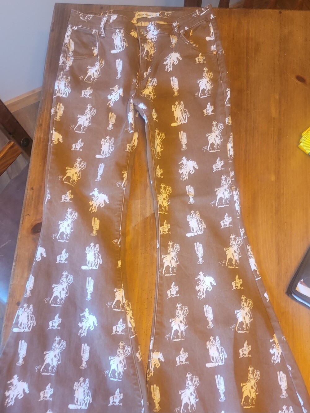 Ranch Dress'n Women's Boot-Cut Pants — Cream with Brown Stitching